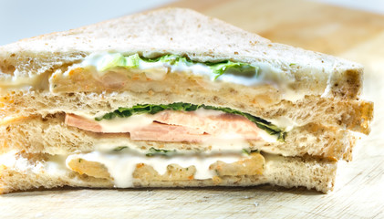 sandwich with ham and prawn