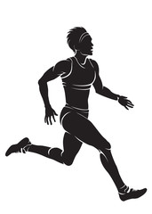Runner-woman. Vector silhouette isolated on white