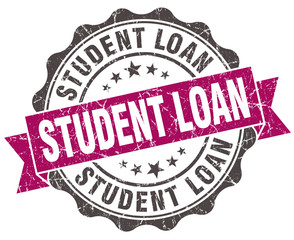 student loan grunge violet seal isolated on white