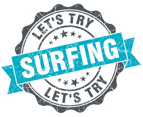 Fototapeta premium surfing vintage turquoise seal isolated on white