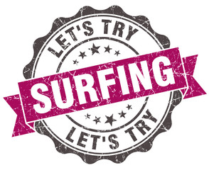 Obraz premium surfing grunge violet seal isolated on white
