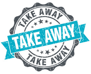 take away vintage turquoise seal isolated on white