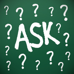 Chalkboard with question marks