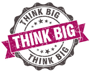 Obraz premium think big grunge violet seal isolated on white