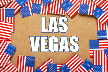 Obraz premium The title Las Vegas with a border of USA Flags