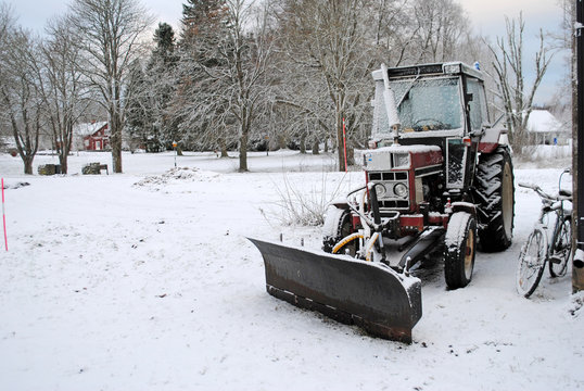 Traktor im Winter