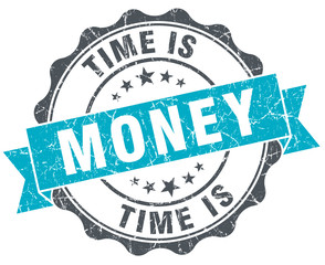 time is money vintage turquoise seal isolated on white