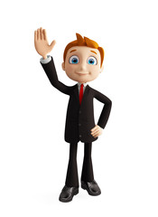 businessman with saying hi pose