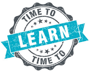 time to learn vintage turquoise seal isolated on white