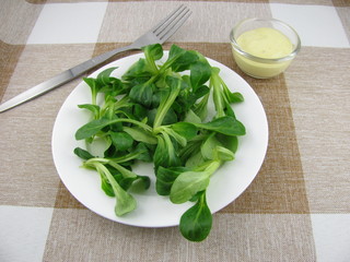 frischer Feldsalat mit Senf-Dressing