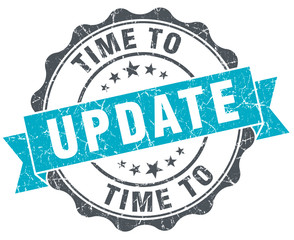 time to update vintage turquoise seal isolated on white