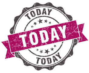 today grunge violet seal isolated on white