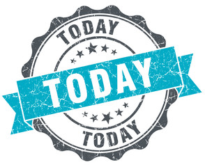 today vintage turquoise seal isolated on white