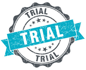 trial vintage turquoise seal isolated on white