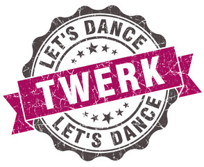 twerk grunge violet seal isolated on white