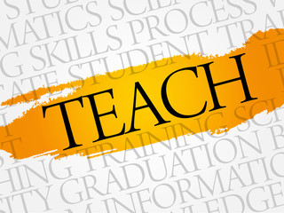TEACH word cloud, education business concept