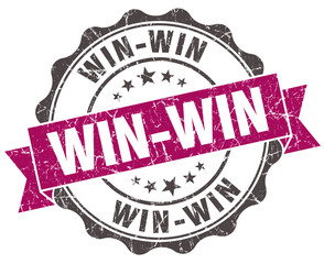 win-win grunge violet seal isolated on white