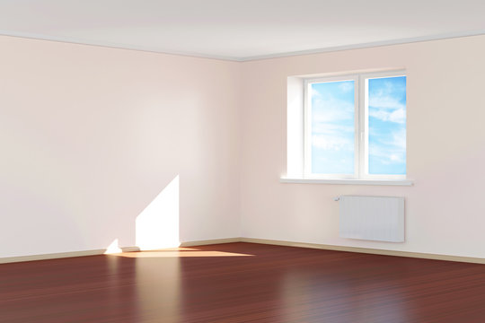 Modern Empty Room 3D Interior in Light Tones