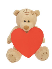 Valentine teddy bear and heart