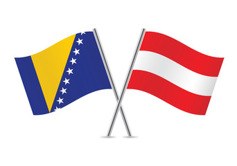 Austrian and Bosnia and Herzegovina flags. Vector illustration.