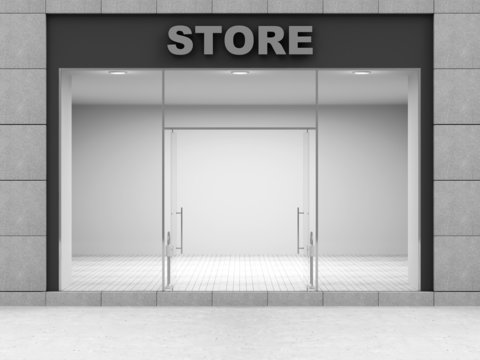 Modern Empty Store Front with Big Windows