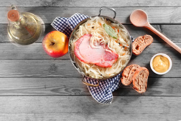 Aerial Shot of Smoked Pork Chop on Vegetable Salad