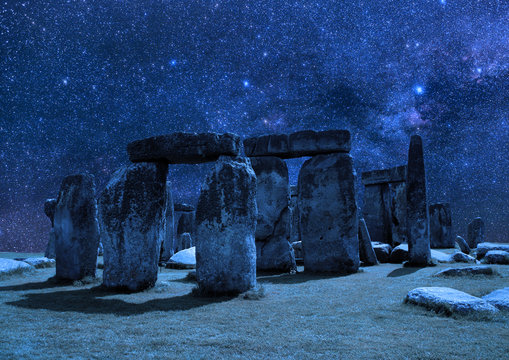 Stonehenge on the background of the night sky.
