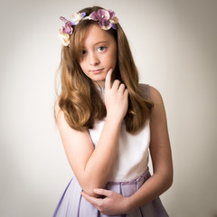 Ginger Teenage Girl With a Flower Tiara © heijotheone