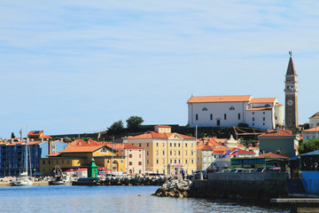 Fototapeta na wymiar City and temple. Piran, Slovenia