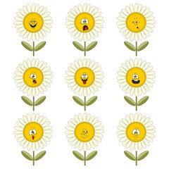 Funny flowers with different emotions 012