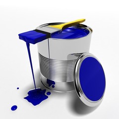 Paint can and paintbrush