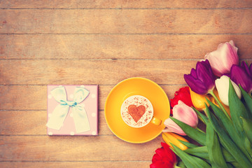 Cappuccino and gift box