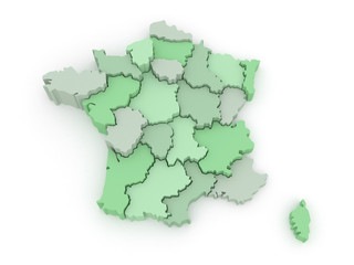 Three-dimensional map of France.