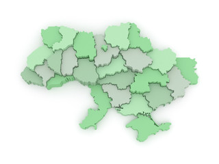 Three-dimensional map of Ukraine.