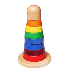 wooden pyramid stacking rings toy