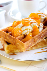 Waffles with yogurt