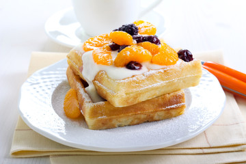 Waffles with yogurt