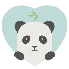 Fototapeta premium Animal set. Portrait of a panda in love over heart backdrop