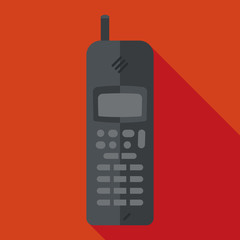 mobile phone icon with long shadow. flat style vector