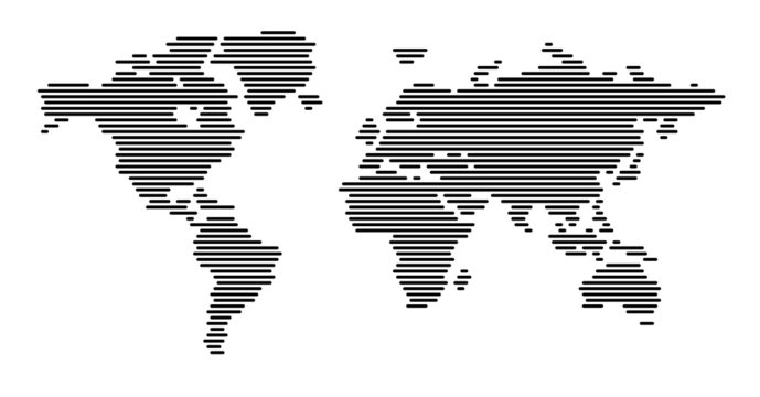 World map horizontal black lines EPS 10