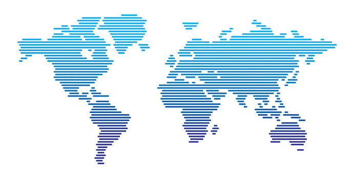 World map horizontal blue gradient  lines EPS 10