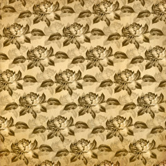 Grunge vintage background with flowers for design