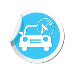 Car service. Car with satelite wireless icon on map pointer