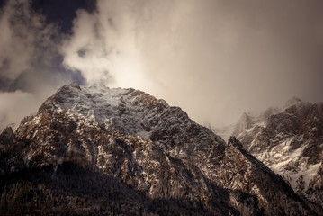 Winter landscape in Carpathians Mountains. Transylvania, Romania