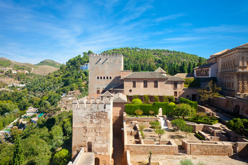 Fototapeta na wymiar A terrace at Alcazaba fort