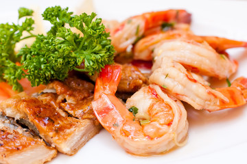 Seafood. Fish platter with shrimp