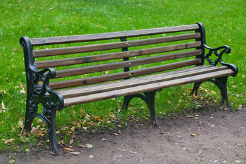 Vintage wooden bench in the park.