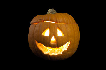 Pumpkin with lighting eyes. isolated