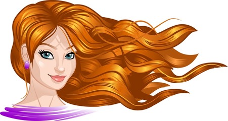 Beautiful girl with long hair. illustration