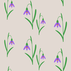 Seamless background with snowdrops.